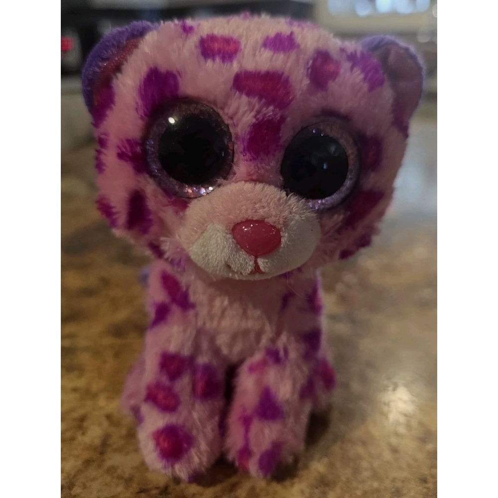 TY Beanie Boos - GLAMOUR The Leopard 6" Plush Pink Glitter Eyes Stuffed Toy